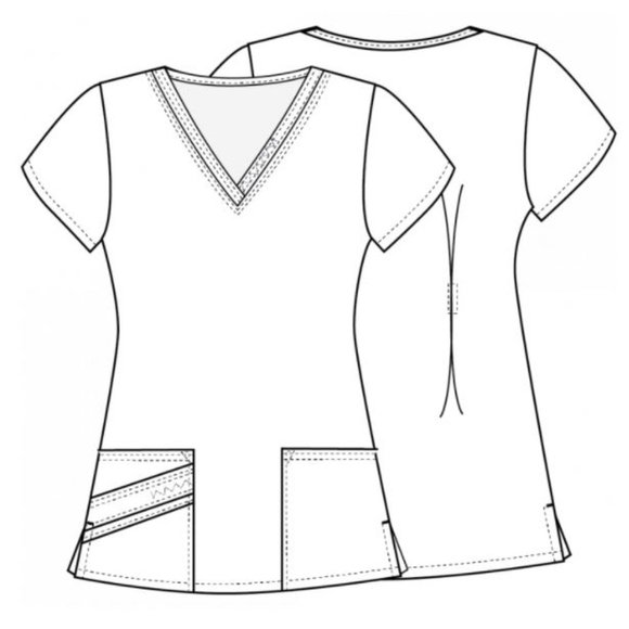 Cherokee Luxe V-Neck Scrub Top Large - Picture 2 of 3
